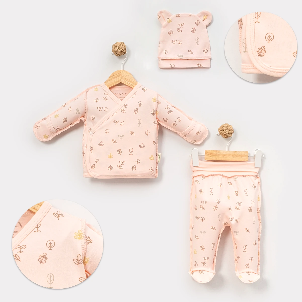 UNISEX 0/3-3/6 AY DESENLİ TERS DİKİŞ 3LÜ TAKIM- SOMON